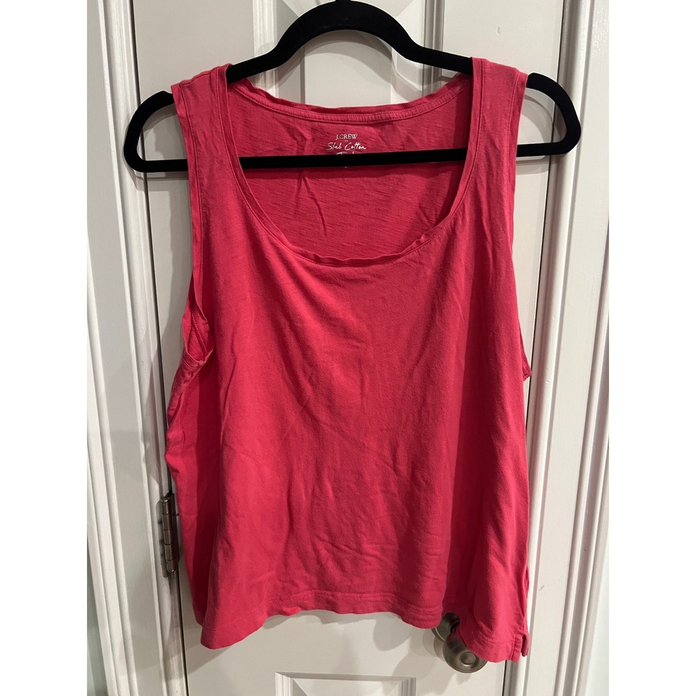 J.Crew Re-Imagined Slub Cotton Tank Top Pink Scoop Neck Large 0713